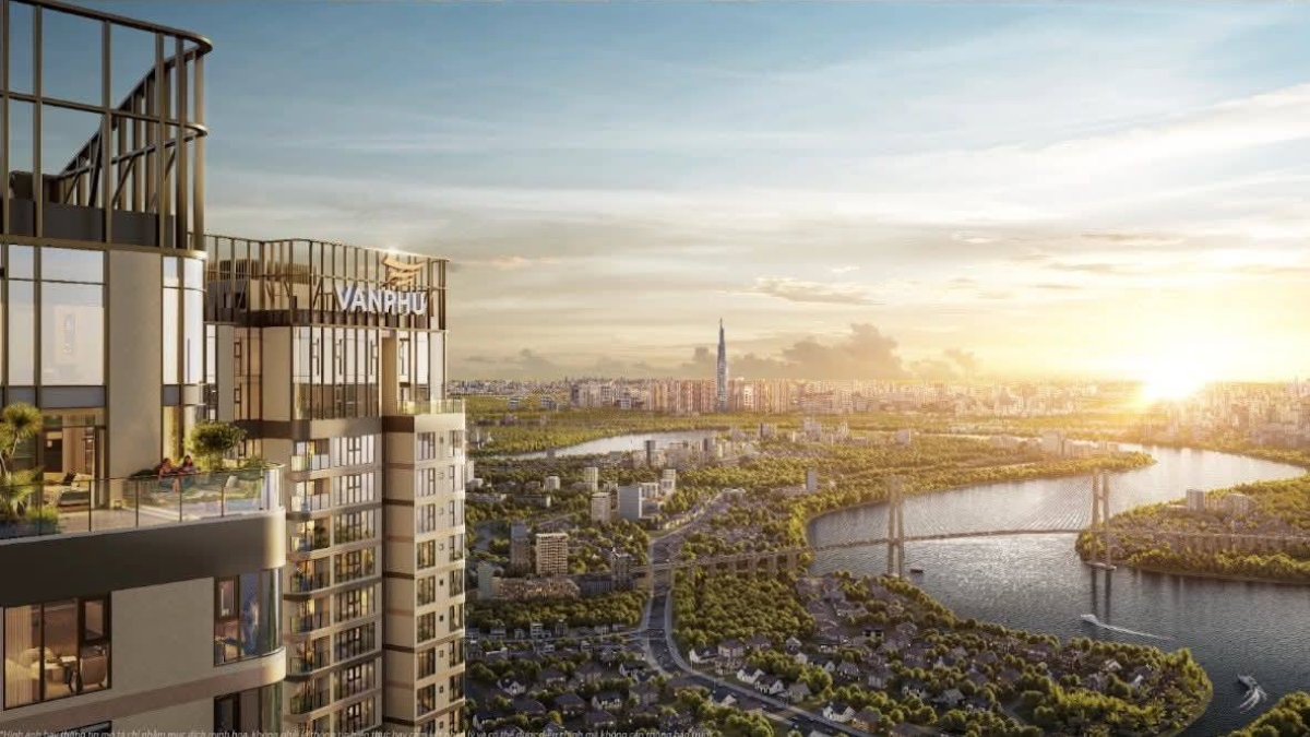 Tầm nhìn panorama từ ban công căn hộ Vlasta Premier hướng sông Sài Gòn
