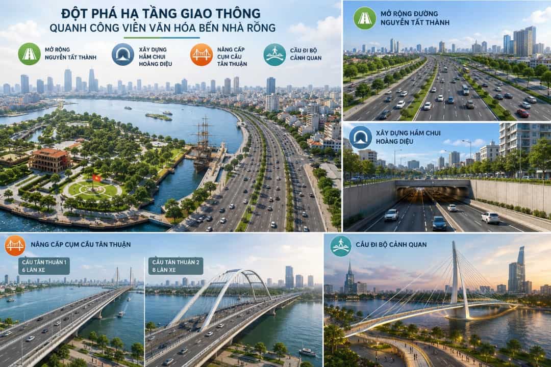 Phối cảnh mô phỏng mở rộng hạ tầng giao thông kết nối khu vực Quận 4 và Quận 1