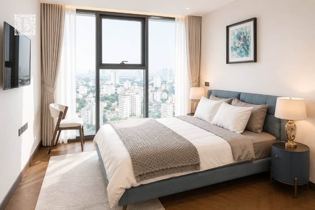 Tầm nhìn panorama triệu đô bao quát thành phố từ căn hộ mẫu Lancaster Lincoln