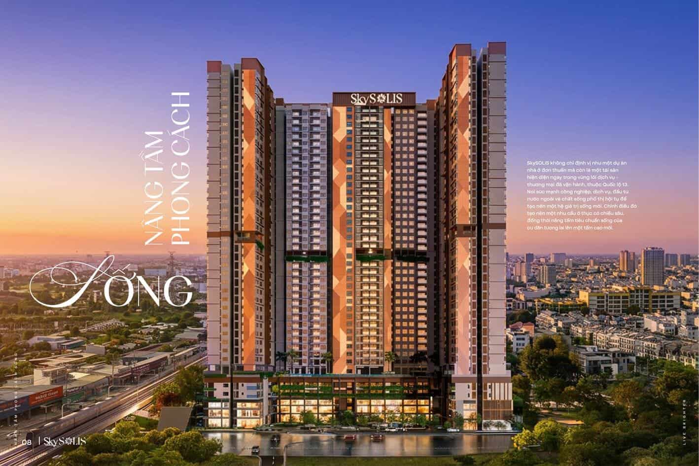 Phối cảnh tháp căn hộ hiện đại Sky Solis cửa ngõ Thuận An